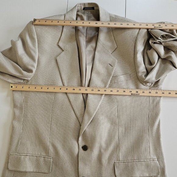 Holt Renfrew Blazer Men US 48 Cream Beige Silk Lined Union Made 2B Ventless FLAW - Picture 5 of 16